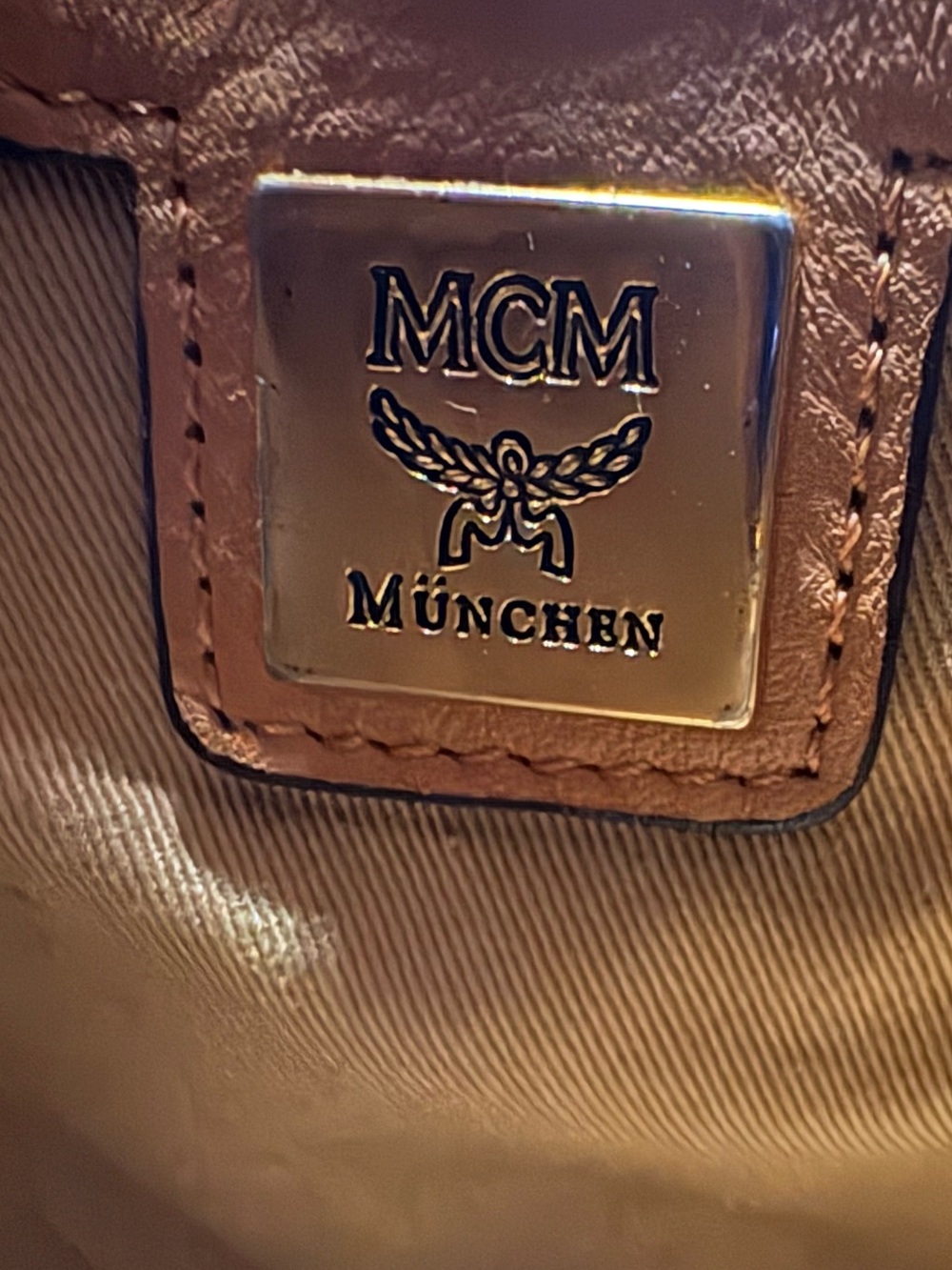 MCM Visetos Cognac Hobo Shoulder Bag Lock Key Clochette - Picture 10 of 13